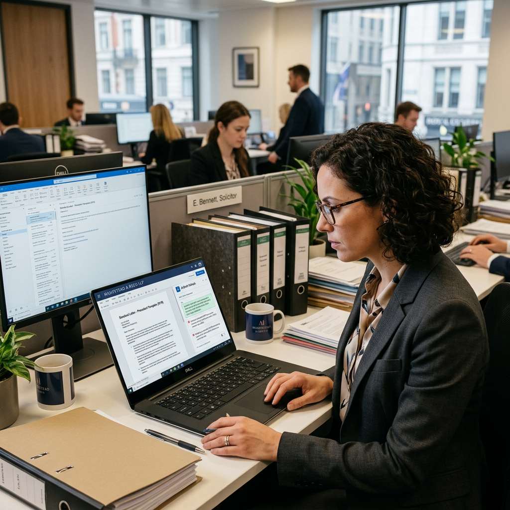 Solicitor refreshing outdated standard letters and precedents with AI