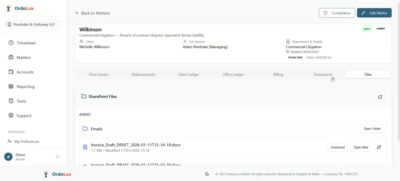 SharePoint files screen
